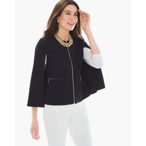 NWT Women’s Chicos Size 1 Ponte Cape ss‎ Black Jacket 570182578